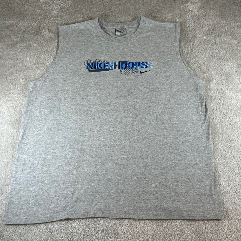 VTG Nike Hoops Sleeveless‎ T-Shirt Men's XL Gray Basketball Athletic Gym Workout